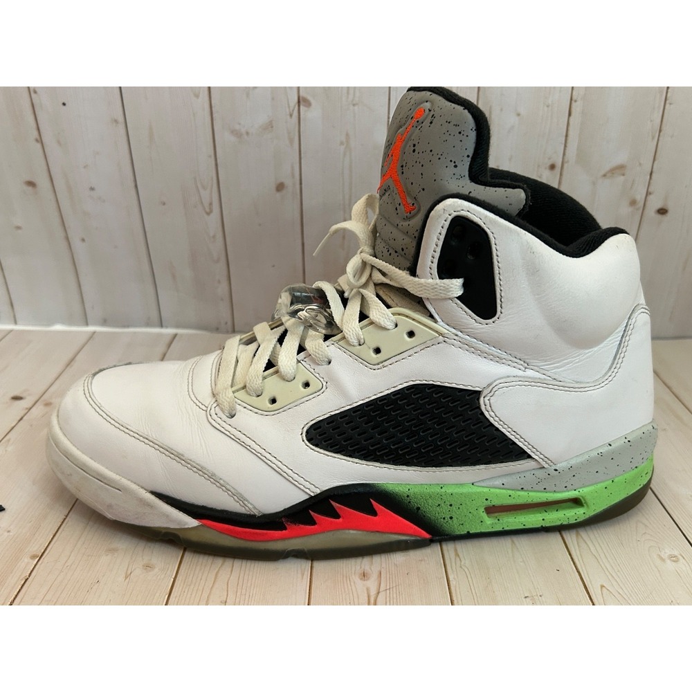 Size12 - Air Jordan 5 Retro Pro Stars 2015 White Poison Green 136027-115